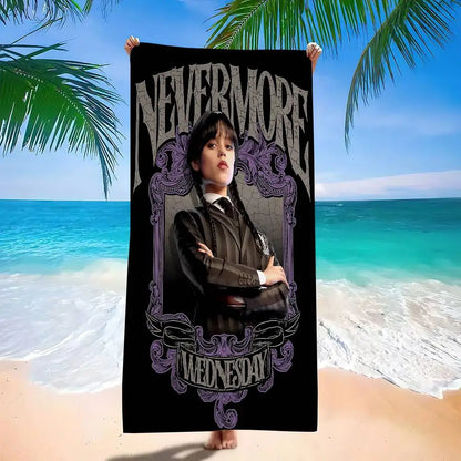W-WednesdayS Addams Movie Cartoon Beach Towel Cute Kawaii Room Decor Bath Girls Children Hand Towels For Bathroom Shower