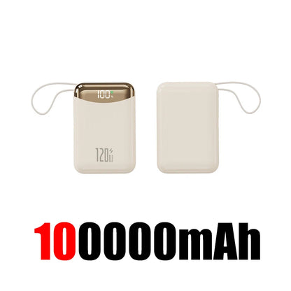 120W Power Bank With Charging Cables 100000mah Large Capacity Portable External Battery For Multi Phones Emergency Supply