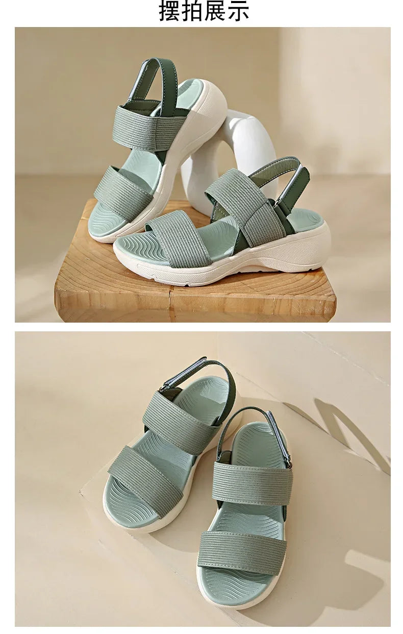Women's Platform Sport Sandals Summer 2025 Comfortable Woman Shoes Fashionable Beach Green Sandal Black Sandalias De Mujer