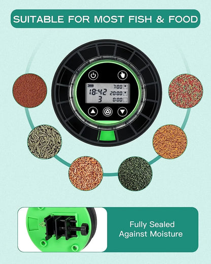 Automatic Fish Feeder for Aquarium Automatic Food Dispenser with Timer Rechargeable Timer Feeder with USB Cable LCD Display