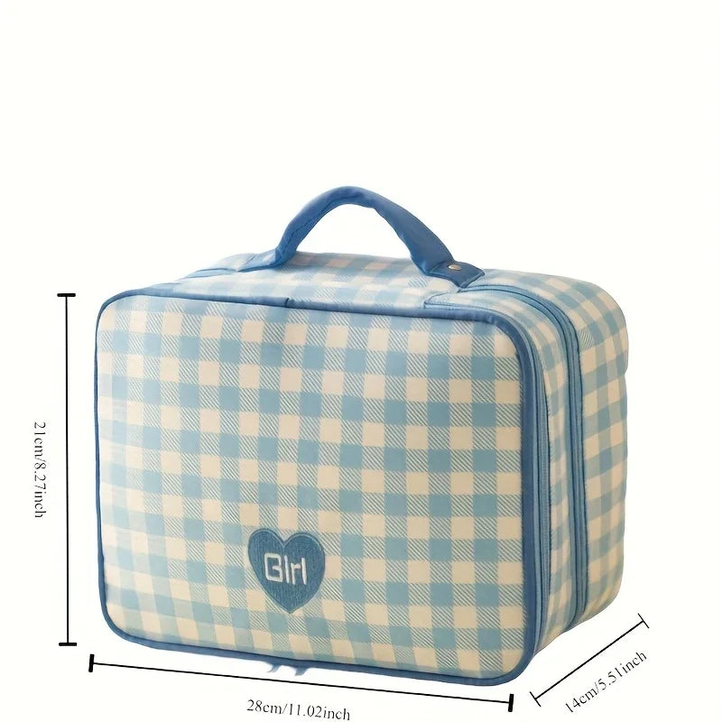 Storage Organizer Large Capacity Makeup Bag Portable Double-layer Clothing Storage Bag Handheld Waterproof Toiletry Bag Girl