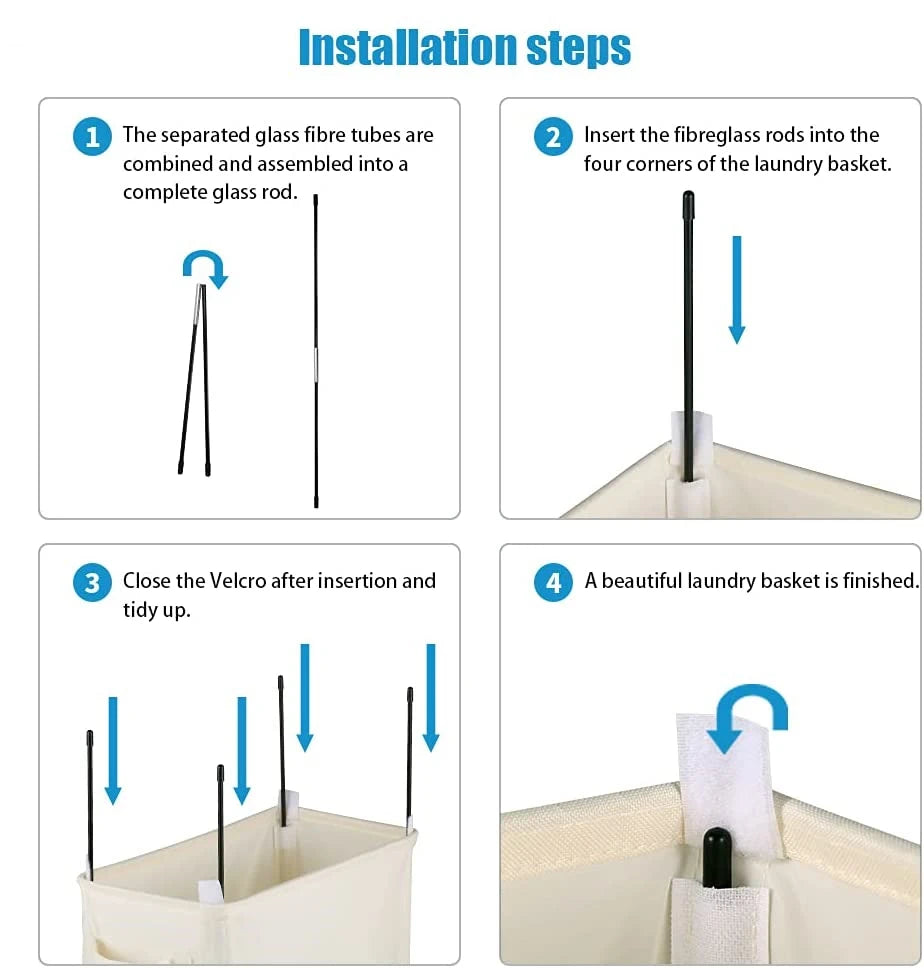 62L Slim Laundry Baskets Organizers Handles Rolling Washing Bin for Bedrooms, Living Room, Bathroom