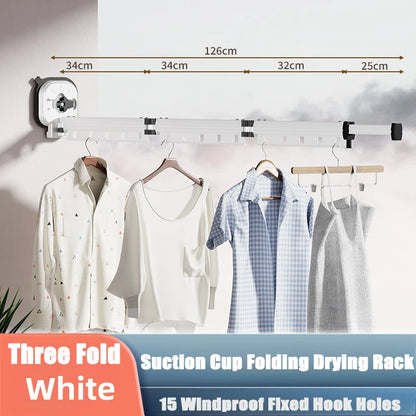 Retractable Clothes Hanger Wall Mounted No Punching Laundry Drying Rack Foldable Drying Racks Space Saving For Bathroom Balcony