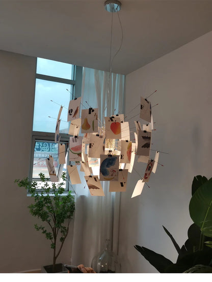 home decor Living room paper pendant lamp Zettel art DIY album card chandelier  creative room decorative led lights
