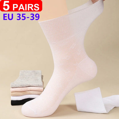 5Pairs Comfortable and Supportive Diabetic Socks for Men and Women Moisture wicking Cotton Fabric Non-binding Top Business Socks