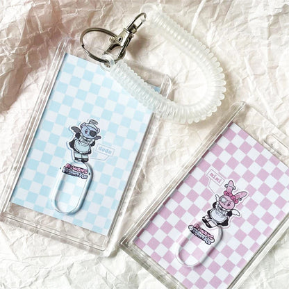 Small Card Access Control Card Cover Acrylic Transparent Double Card Protection Cover Elastic Keychain ID Card Bus Work Card