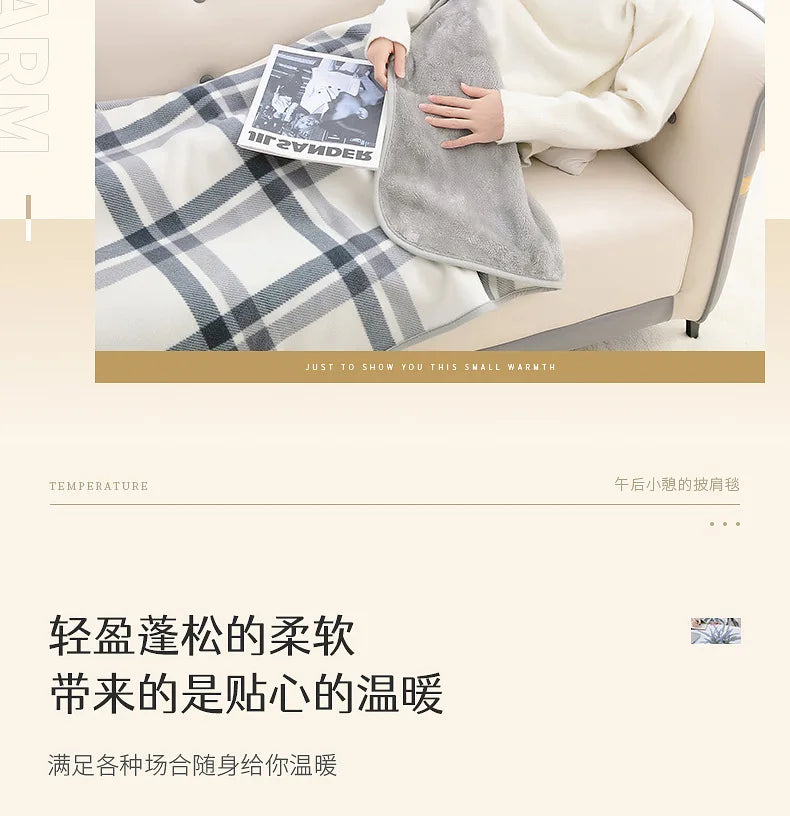 Wearable Plaid Blanket Fleece Doublelayer Blankets With Button Thicken Multifunction Winter Warm Throw Blanket For Sofa Bed