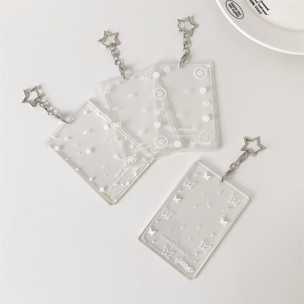 Transparent butterfly three inch hard card cover student meal card bus card pendant card package star card brick