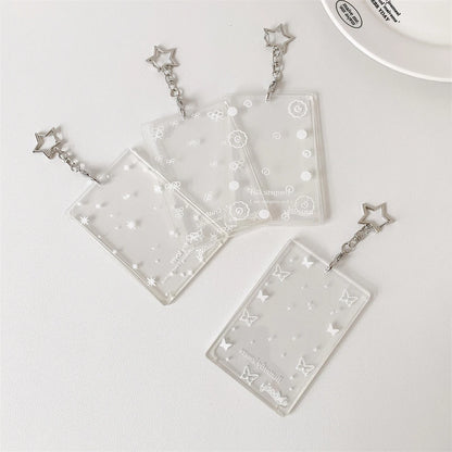 Transparent butterfly three inch hard card cover student meal card bus card pendant card package star card brick