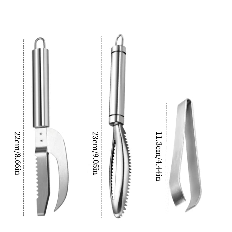 Kitchen Accessories Stainles Fish Scales Scraping Graters Fast Remove Fish Cleaning Peeler Scraper Fish Bone Tweezers Tool Gadge