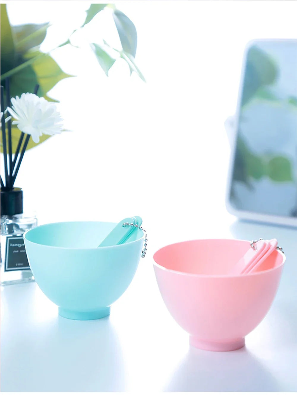 DIY 6 Set Silicone Mask Mud Essential Oil Bowl Skin Care Mud Bowl Spoon Tools Convenient Clean Durable Makeup Portable Skin Care