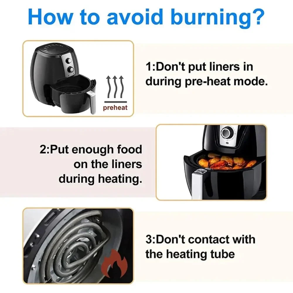 100/Pcs Air Fryer Parchment Paper Liners 23cm Perforated Disposable Air Fryer Liners Square Parchment Paper Kitchen Tools