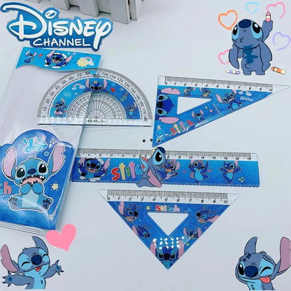 4pcs/Set Disney Stitch Drawing Ruler Set Student Study Stationery Ruler Student Stationery Supplies Measuring Tools