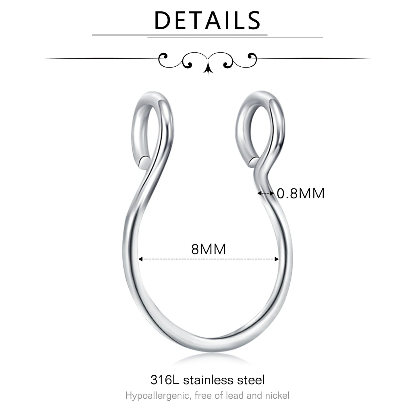 12Pcs/Set Fake Ear Ring Magnetic Studs Faux Non Pierced Ear Ring Ear Cuff No Piercing Magnetic Nose Studs CZ Dia 3/4/5mm