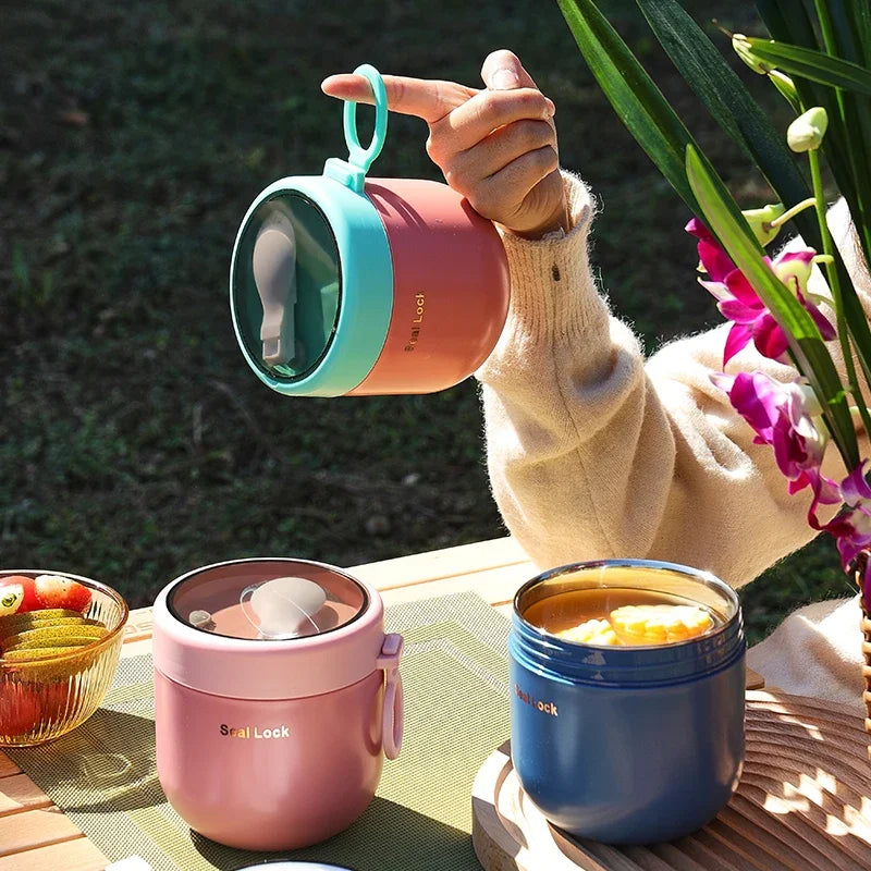 Portable Breakfast Cup With Lid and Spoon Multifunction Oatmeal Cup Cereal Nut Yogurt Mug Snack Cups Small lunch box soup bowl