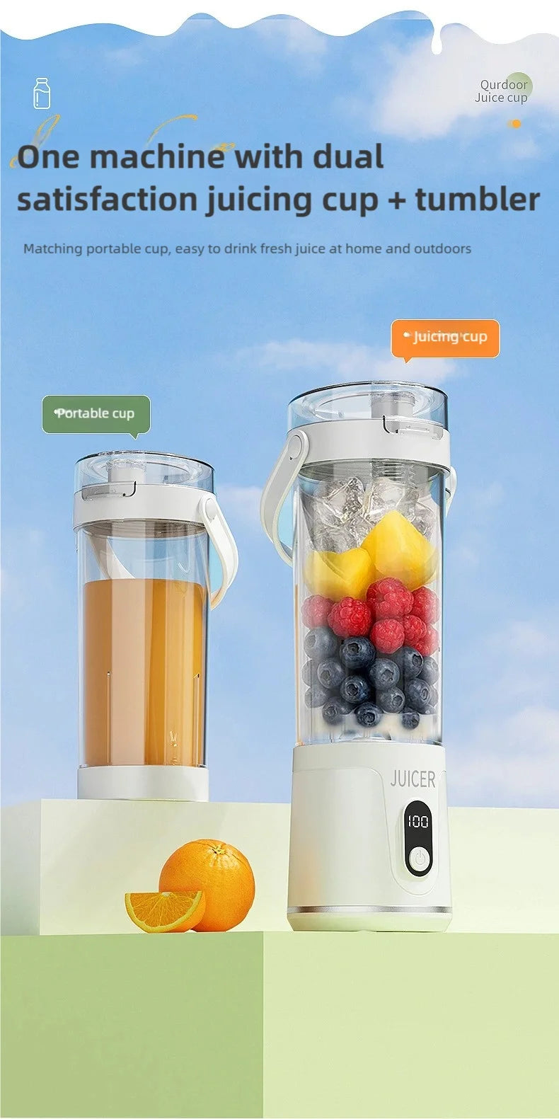 New Portable Juice Blender 600ml 12 Blades Fast Blending USB Rechargeable For Outdoor Milkshake Smoothie Electric Blender