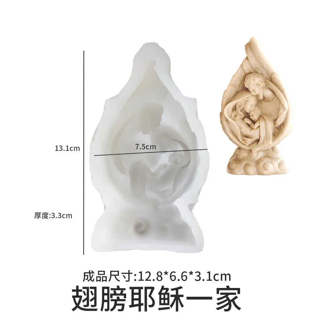 Candle Mold Angel Wings Pray for Jesus Scented Candles Gypsum Ornaments Silicone Mold Resin Mold