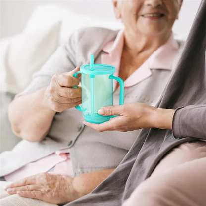 ABKW-3 Pcs 12 Oz Plastic Sippy Cups For Adults , Spill Proof Cups For Elderly  Disabled Dysphagia Patients