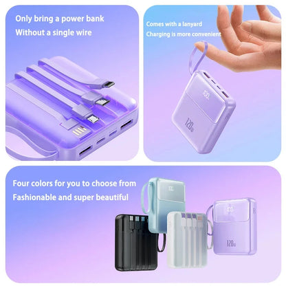 Portable Power Bank 50000mAh 120W Super Fast Charging Mobile External Battery With Four Cable Charger Suitable For iPhone Xiaomi