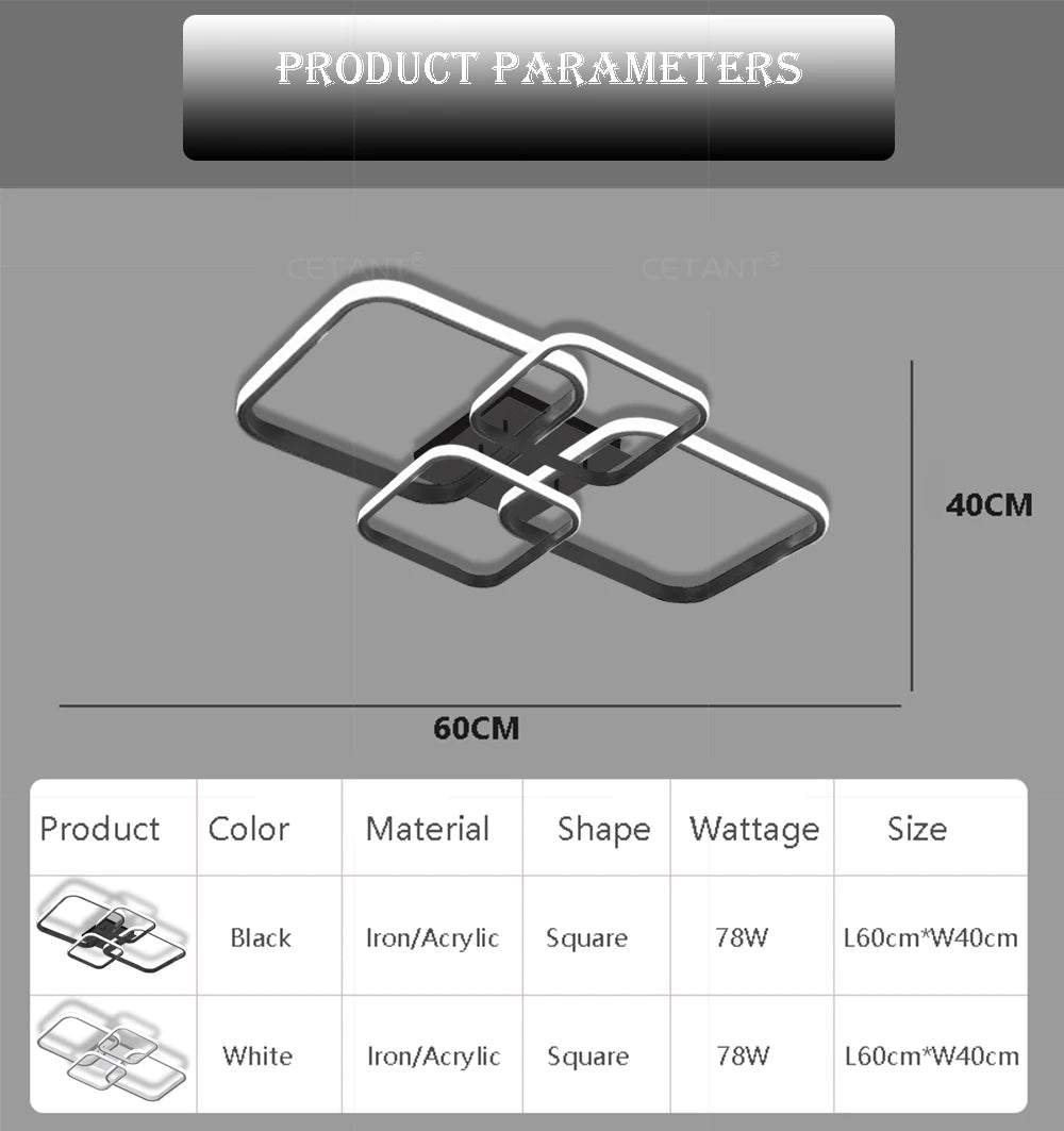 Modern LED Ceiling Light 4 Rings Black White Home Decor Lamp For Bedroom Living Room Restaurant Hotel Indoor Led Lighting Lustre