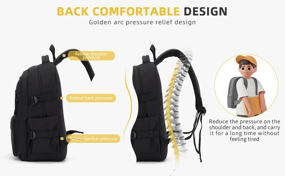 Simple Children Schoolbag Bookbag, High School College Student Black School Backpack for Women, Laptop Bookbag for Girls Boys