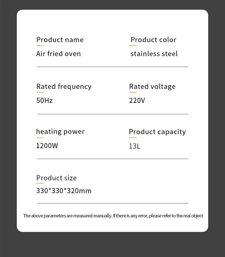 Smart air fryer oven 26L 13L Large Capacity Electric Air Fryers Visible Window Household Kitchen Deep Fryer without Oil EU 220V