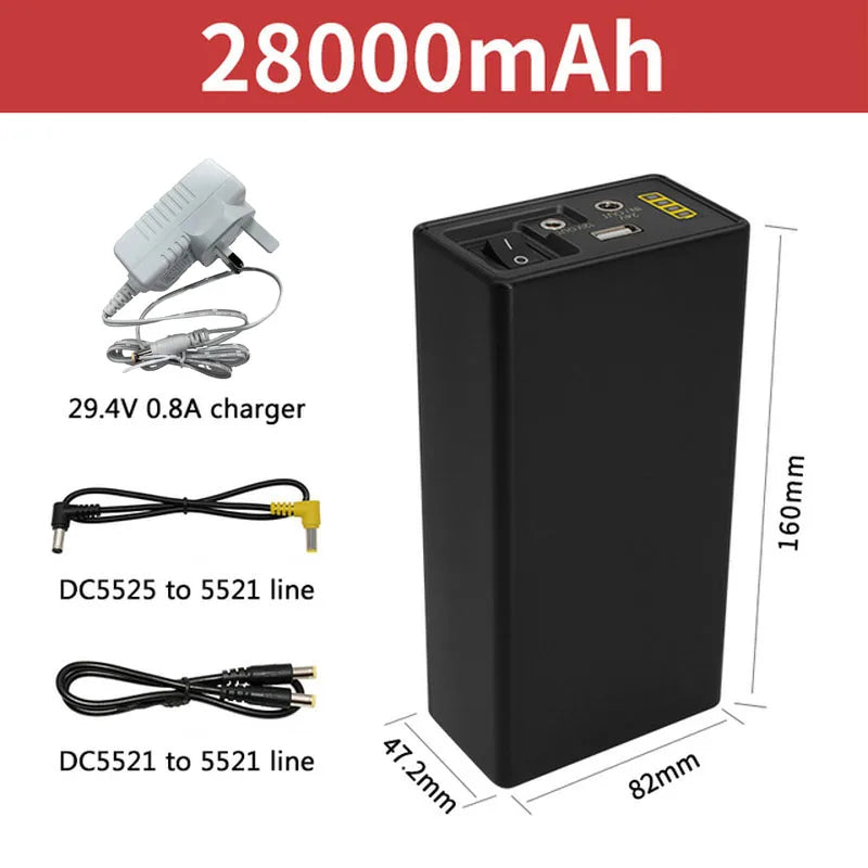 12V Power Bank 24V 18650  Rechargeable Lithium Battery 5V 24V Power Bank Auxiliary 44800Mah Power Bank 12V Mobile Power Supply