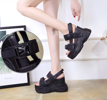 Platform Sandals Women 12cm 2025 High Heels Sexy Open-toed Sandals Wedge Increased Shoes Ladies Beach Summer Sandalia Casual