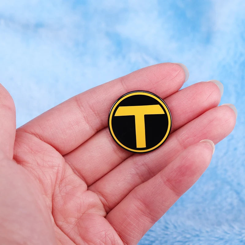 American animated superhero television series T logo Badge Enamel pins Jewelry Accessories