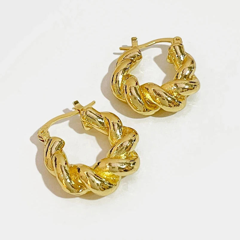 Peri'sBox Trendy Minimalist Twisted Hoop Earring for Women Gold/Silver Color Zinc Alloy Huggie Earrings бижутерия женщин Gifts