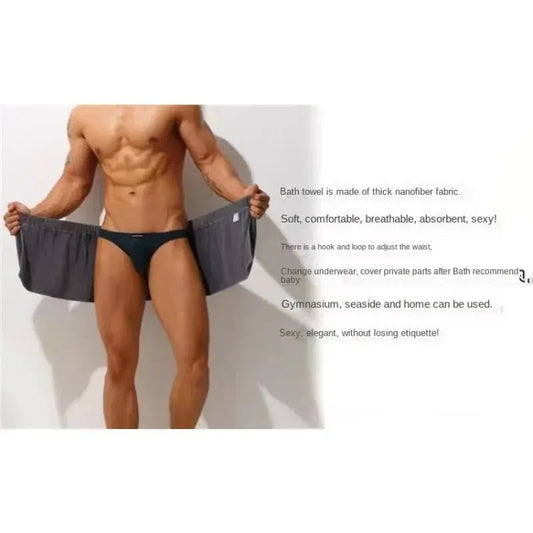 Men's Bath Towel Absorbent Towel Sexy Beach Skirt Anti-light Men's Bath Skirt Can Wear Towel Swimming Trunks