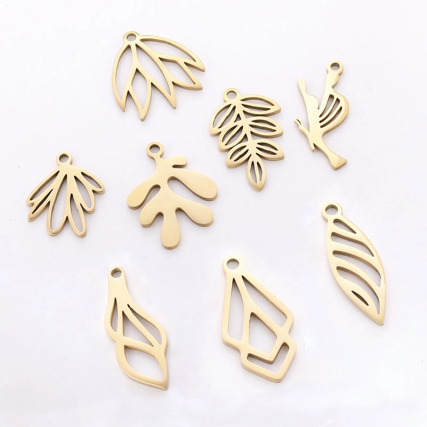 3PCs Stainless Steel Mini Flower Charms Tree Leaf Bird Pendant Necklace Diy Earring For Jewelry Making Findings Wholesale