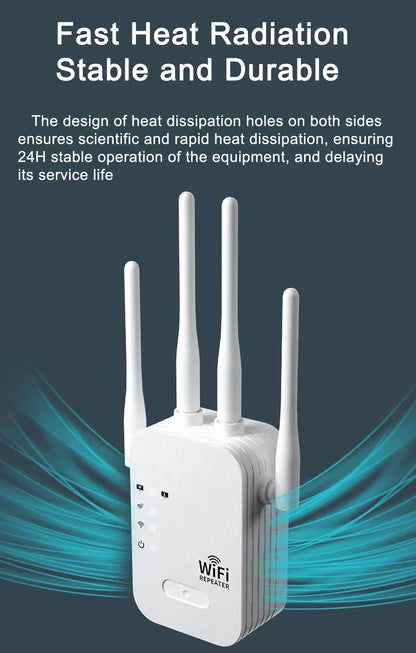 WiFi Repeater Wireless Extender 1200Mbps WiFi Booster 5G 2.4G Dual-band Network Amplifier Long Range Signal WiFi Router Home