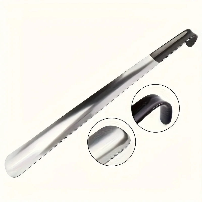 Stainless steel shoehorn, shoe lift, no bending shoe wearer, shoehorn.