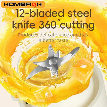 Electric portable blender, 12-blade 400ML juicer, fruit blender, USB rechargeable smoothie juicer, milkshake juicer