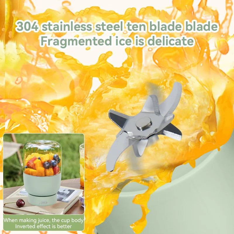Portable Fruit Blender 800ml Multifunctional Electric Juicer Cup 10 Steel Blades Summer Milkshake Machine USB Rechargeable