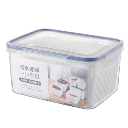 Refrigerator Storage Box Fridge Organizer Fresh Vegetable Fruit Boxes Drain Basket Storage Containers Pantry Kitchen Organizer