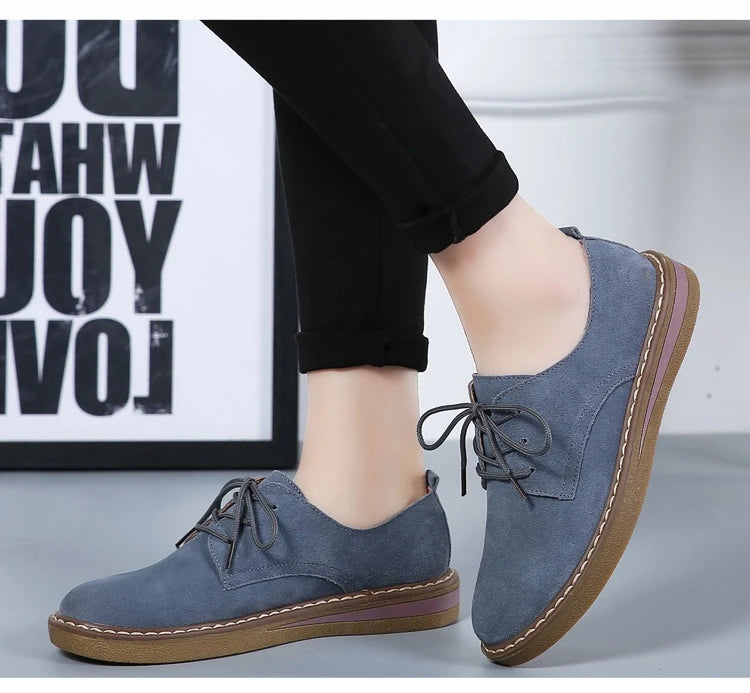 Fashion Woman Comfortable Daily Business Office Shoes Lace Up Genuine Leather Casual Women's Shoe Spring Autumn