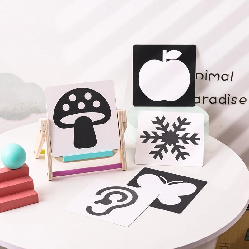 Black and White Newborn Mirror Toys Baby Tummy Time for Babies Montessori Development Crawl High Contrast Activity Sensory Toy