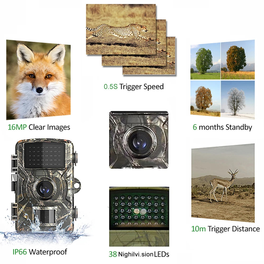 1pcs Hunting Trail Camera Wildlife Camera Night Vision Motion Activated Outdoor Forest Camera Trigger Wildlife Scouting Camera