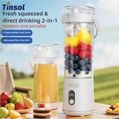 New Portable Juice Blender 600ml 12 Blades Fast Blending USB Rechargeable For Outdoor Milkshake Smoothie Electric Blender