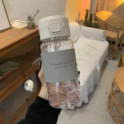 500ml Creative Water Bottle with Straw Portable Plastic Pop-Up Cover Water Cup for School Kids Leak-Proof Cute Drinking Bottle