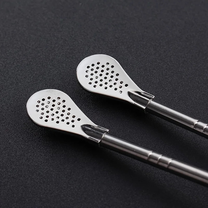 Straw Spoon Multi-purpose Stainless Steel Straw Spoon Juice Milk Tea Spoon Cute Creative Coffee Stirring Spoon