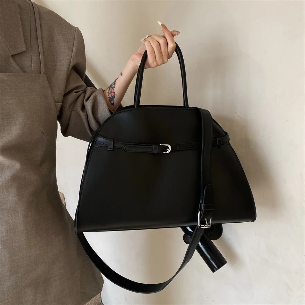 Stylish Big Top-handle Bags For Women Belt Pure Color Large Capacity Shopper Shoulder Totes 2025 Latest Luxury Designer Handbags