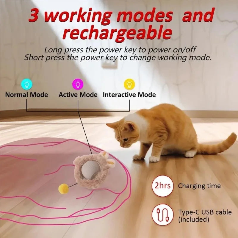 Interactive Cat Toy with 3 Modes New Cat Interactive Ball Toy  Auto on/Off Motion Activated Fun Hide & Seek Game for Cats Dogs