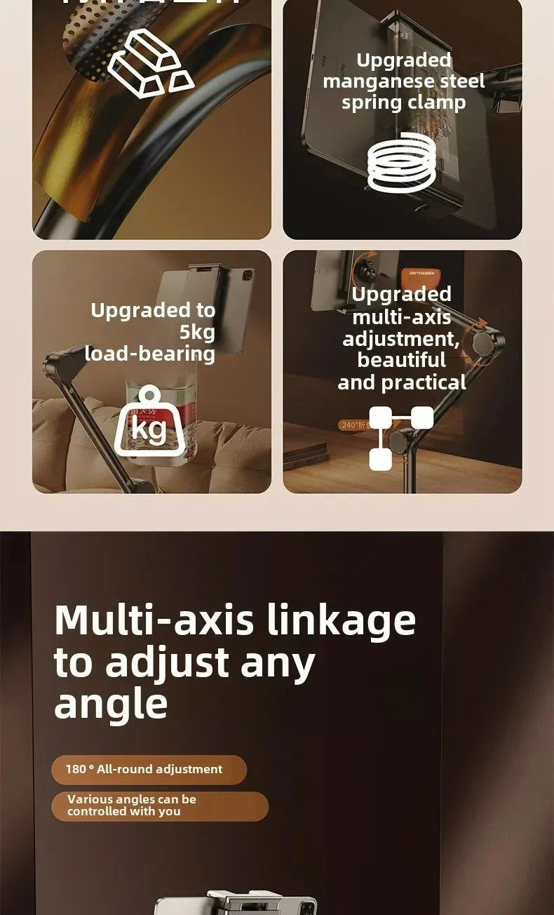 Tablet Holder for Bed Desk IPad Stand with Flexible Metal Arm Rods Tablet Stand For 4-13 inch Android Tablet Xiaomi Poco Bracket