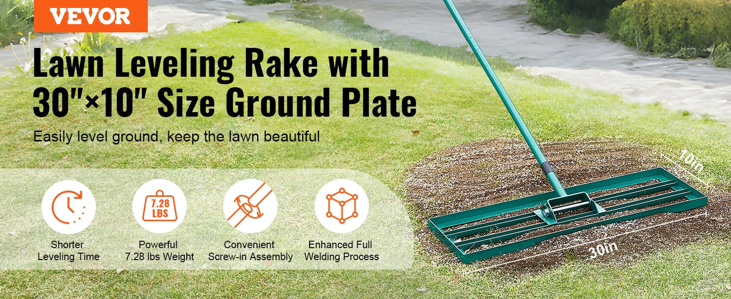 VEVOR Lawn Leveling Rake  Level Lawn Tool, Heavy-duty Lawn Leveler with  Extended Handle Yard Leveling Rake Suit