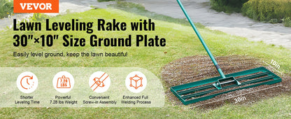 VEVOR Lawn Leveling Rake  Level Lawn Tool, Heavy-duty Lawn Leveler with  Extended Handle Yard Leveling Rake Suit