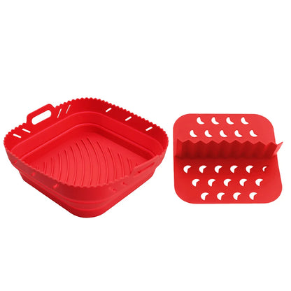 Dishwasher safe Square Silicone Air Fryer Liner Reusable Heat Resistant eazy clean air fryer silicone liners with divider