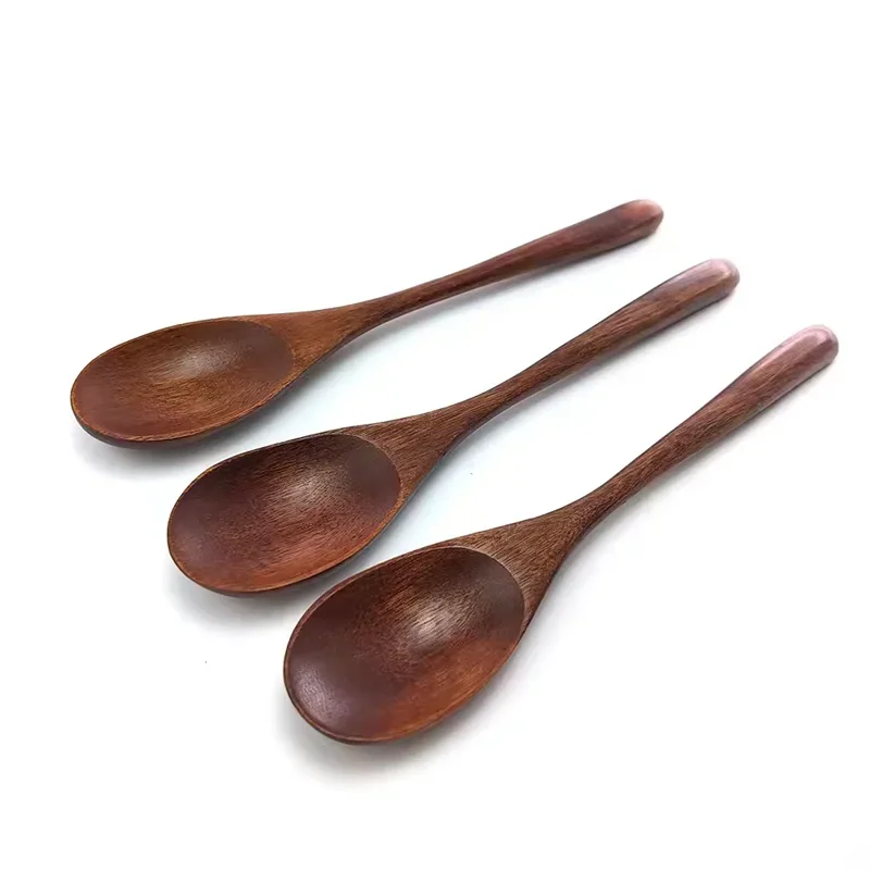 6Pcs Wooden Spoons Set, Kitchen Utensils for Soup, Dessert & Dinner Serving, Wood Cutlery
